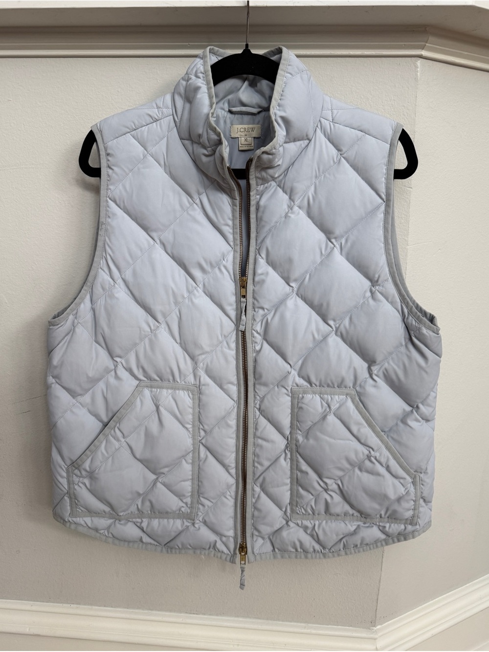 J. Crew Light Gray Quilted Down Vest